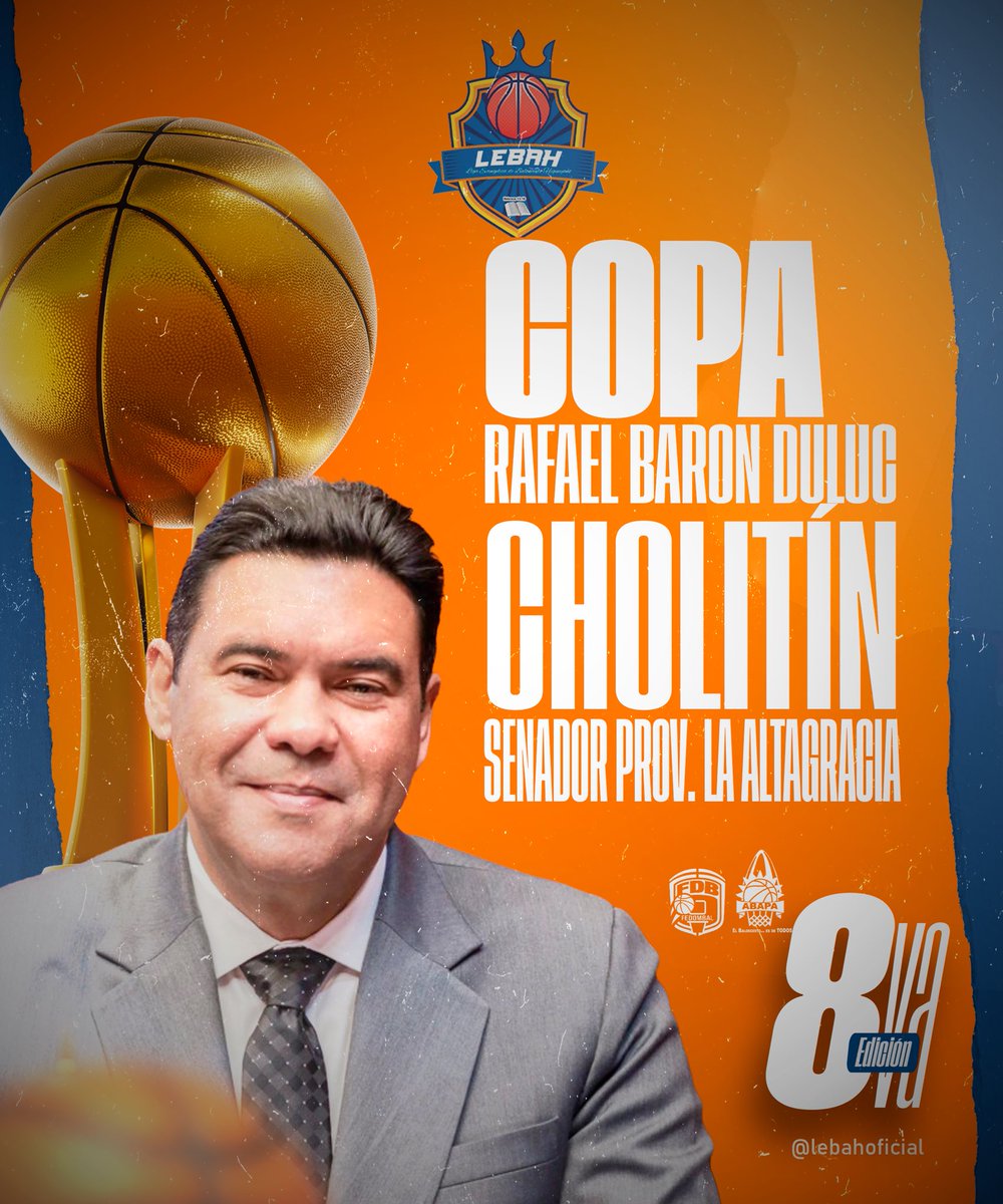𝐋𝐚 𝐎𝐜𝐭𝐚𝐯𝐚 𝐄𝐝𝐢𝐜𝐢𝐨𝐧 𝐝𝐞 𝐋𝐞𝐛𝐚𝐡 

𝐒𝐞 𝐉𝐮𝐠𝐚𝐫𝐚 𝐋𝐚 𝐂𝐨𝐩𝐚 𝐂𝐡𝐨𝐥𝐢𝐭𝐢𝐧 🏆

Desde el nacimiento de nuestra liga y hasta la fecha cholitin  ha sido un padrino por excelencia de nuestra liga🏀

Gracias <a href="/CholitinDuluc/">Rafael Barón Duluc</a> <a href="/SenadoRD/">Senado de la República Dominicana</a> <a href="/FedombalRD/">Federación Dominicana De Baloncesto</a> <a href="/WanderOrtizS/">Wander Ortiz Soler</a>