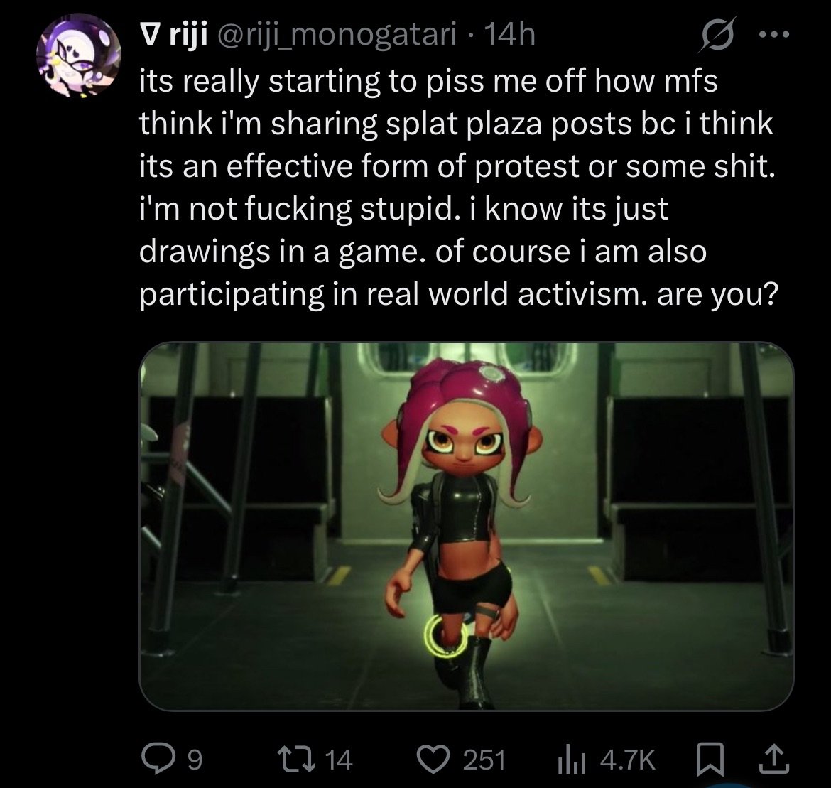 Sorry to kinda bash on op, but did you not just make a post the other day (now deleted, though I have a screenshot) saying speaking out on a virtual platform is useless and not an effective form of protest?