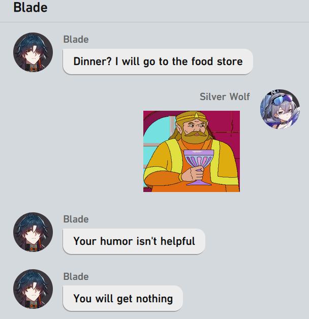 i really like silver wolf and blade's dynamic