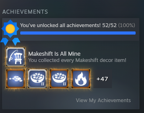 Mentha_101's tweet photo. It took me 2 years but I finally got all of the Steam Acheivements in #palia https://t.co/ihCmklFr5R