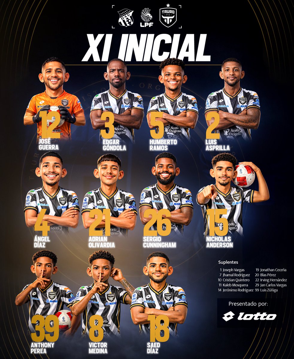 LOS 11 TITULARES 🐃

Todos al máximo nivel y con la elegancia de @lottosportlatam en nuestros colores 🖤🤍

#Vamosporla18 #OrgulloTaurino #TauroFC #TaurinosxElMundo