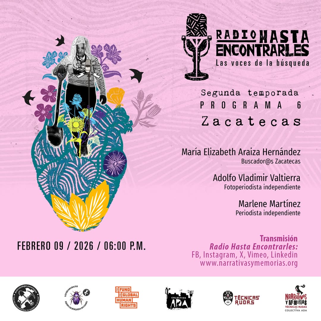 Las voces de la búsqueda se escuchan juntas.
🎙️ #RadioHastaEncontrarles | Programa 6: Zacatecas
🗓️ 9 feb | 6:00 pm (MX)
🔗 [vimeo.com/event/5710701](vimeo.com/event/5710701)