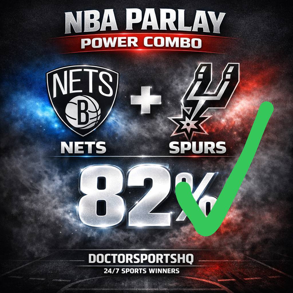 DoctorsportsHQ's tweet photo. ANOTHER EASY POWER PARLAY WINNER ✅
Nets + Spurs
82% CONFIDENCE
We don’t guess. We calculate.
24/7 Sports Winners 🔥
————————
#NBA
#NBAPicks
#NBABets
#NBAPredictions
#NBAGambling
#NBAToday
#NBAParlay
#SportsBetting
#BettingTips
#BettingCommunity
#BetSmart
#WinningPicks
#LockOfTheDay
#SportsCappers
#UnitPlay
#ValueBet
#VIPPicks