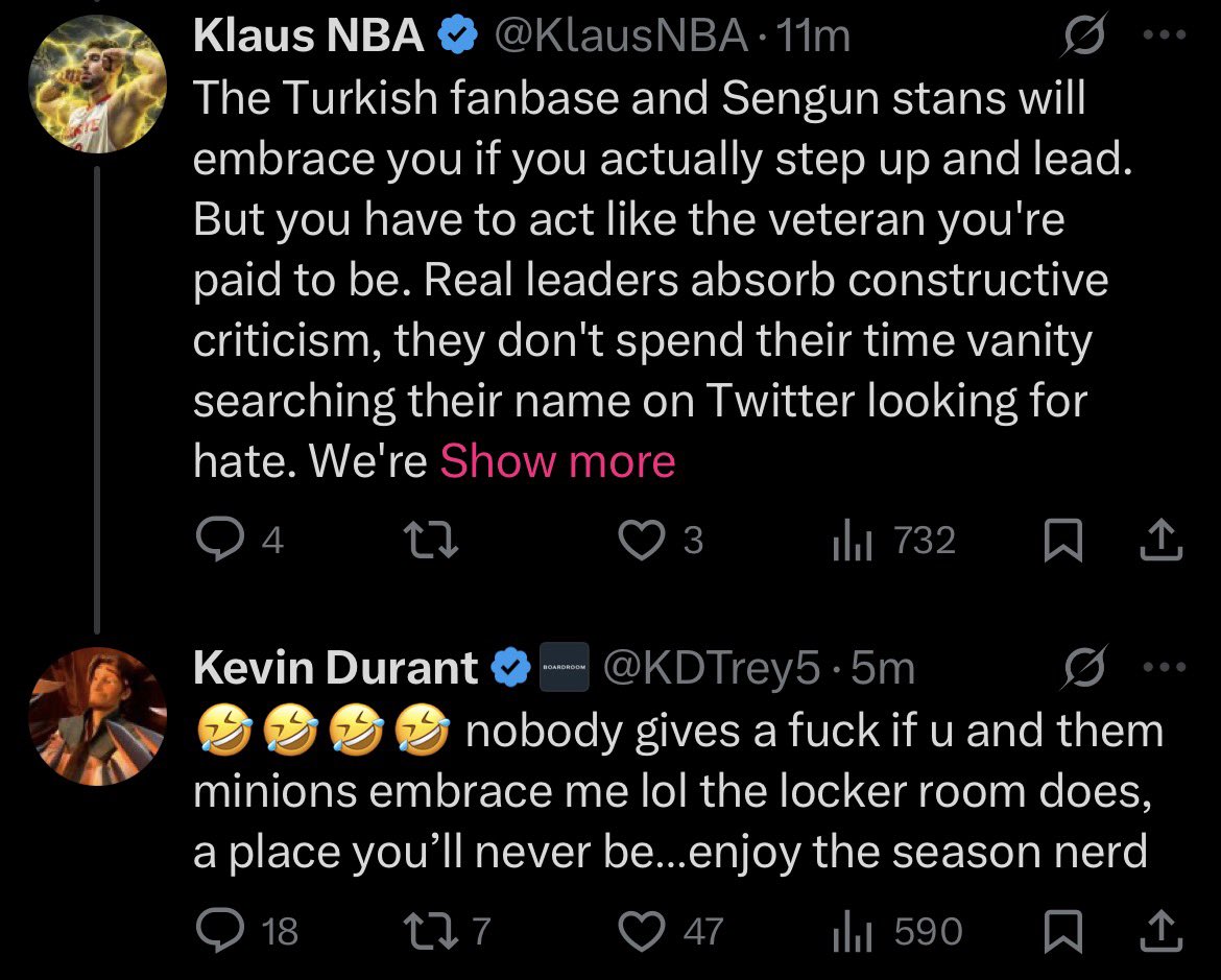 Kevin Durant is frying these delusional Sengun fans 😂😂😂