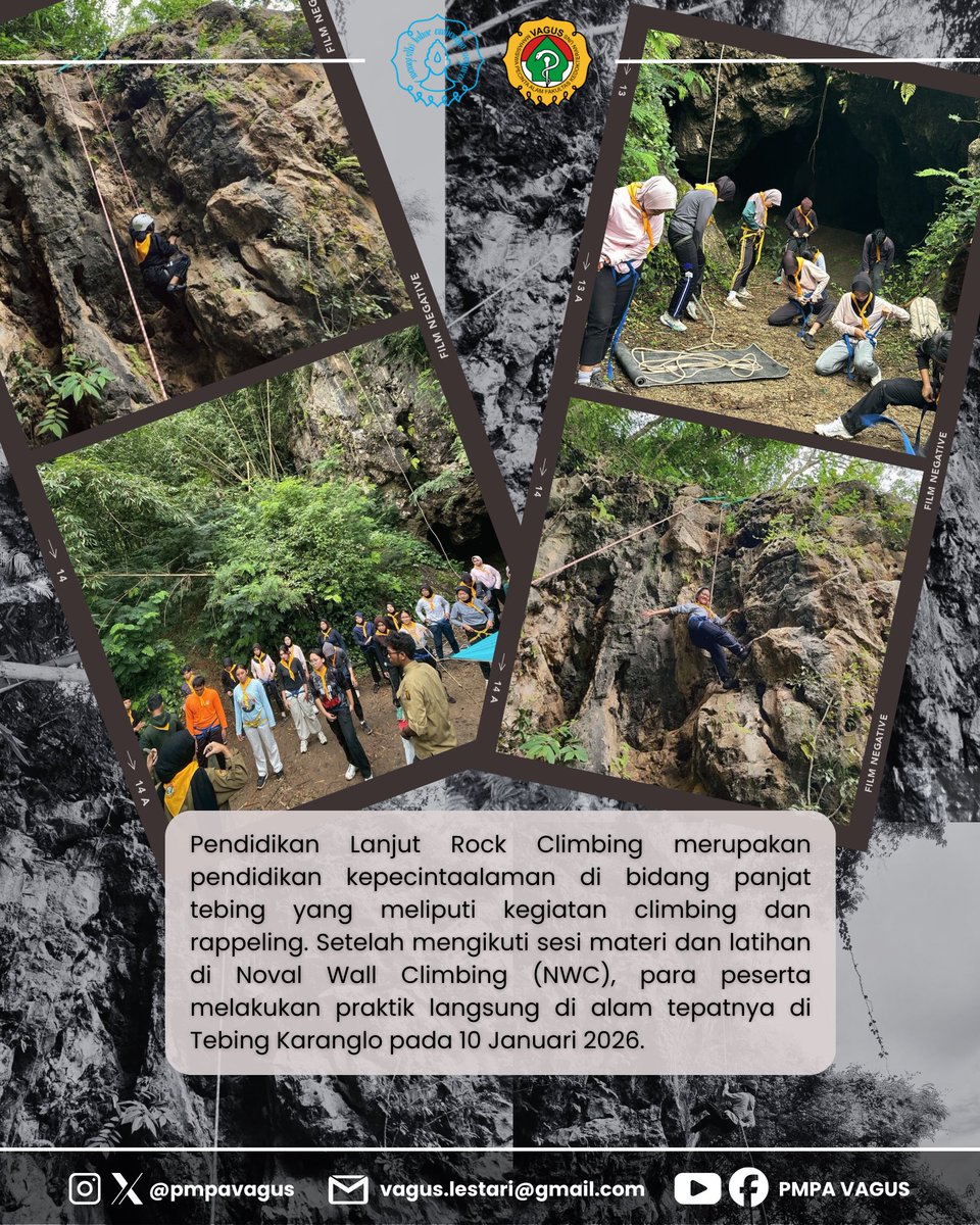 pmpavagus's tweet photo. [Pendidikan Lanjut Rock Climbing 2025]
🧗‍♂️ Mengasah Teknik, Menjaga Keselamatan 🌿

Pendidikan Lanjut Rock Climbing merupakan pendidikan kepecintaalaman di bidang panjat tebing yang bertujuan memperdalam kemampuan teknis dan kesiapsiagaan anggota PMPA VAGUS. https://t.co/LABniT5ZYA