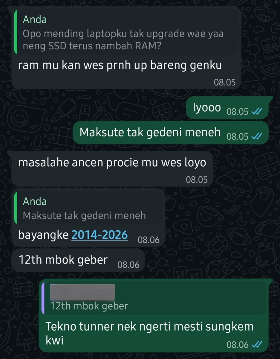 Mau rakit PC kagak jadi² karena harga sparepartnya naik semua. 
Kaum mendang mending emang ngangelno uwong 🤣