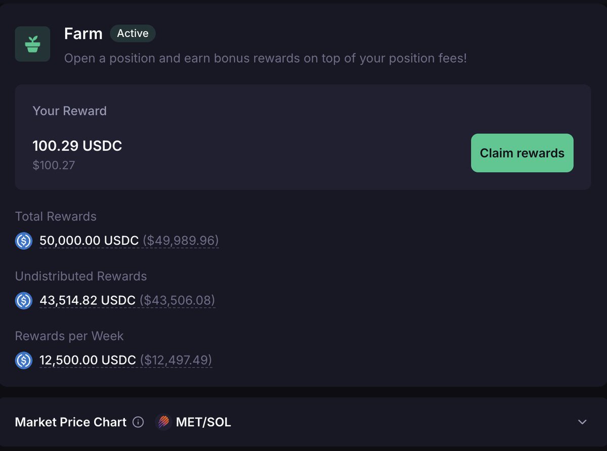 Nice to see <a href="/MeteoraAG/">Meteora</a> just handing out free money. 

$50,000 for the month.... just need to provide MET/SOL liquidity.