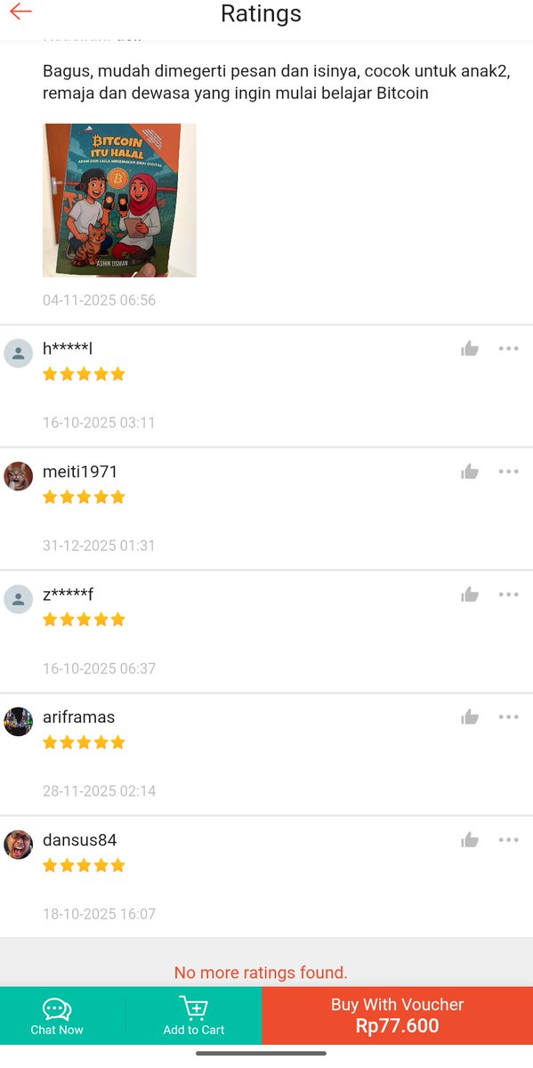 weareblockchain's tweet photo. ⭐⭐⭐⭐⭐ Highlighted Review from #Indonesia 🇮🇩

“Konten bagus, mudah dimengerti pesan dan isinya. Cocok untuk anak‑anak, remaja, dan dewasa yang ingin mulai belajar Bitcoin.”

#BitcoinIsHalal https://t.co/D5NMl7p0H0