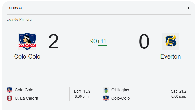 #MatchDaySábado
#ColoColo Triunfa en este encuentro con #Everton