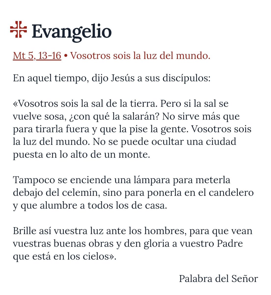 #EVANGELIODELDÍA 📖 |

☘️ ¡Feliz V Domingo del Tiempo Ordinario, hermanos! 

#EstrelladelaMañana⭐