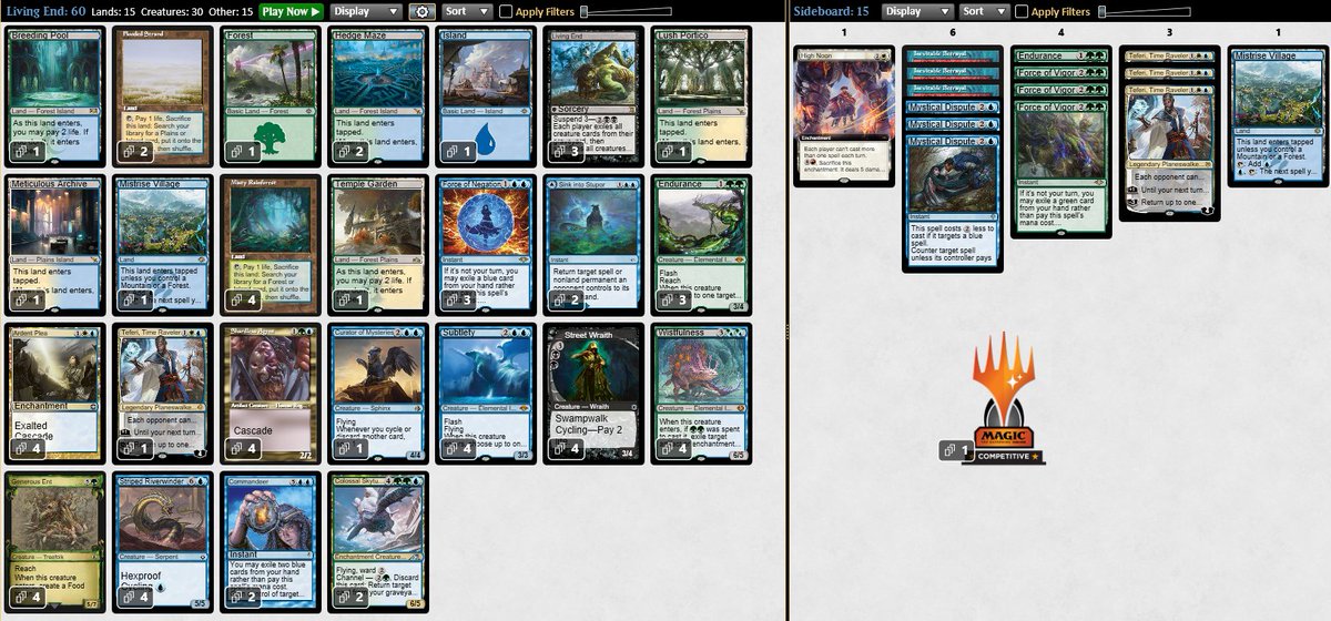 幽愁入りBant Living EndでModern League 5-0!!
親和にめちゃ勝てます！
アミュタイとエルドラージの相性も良化。