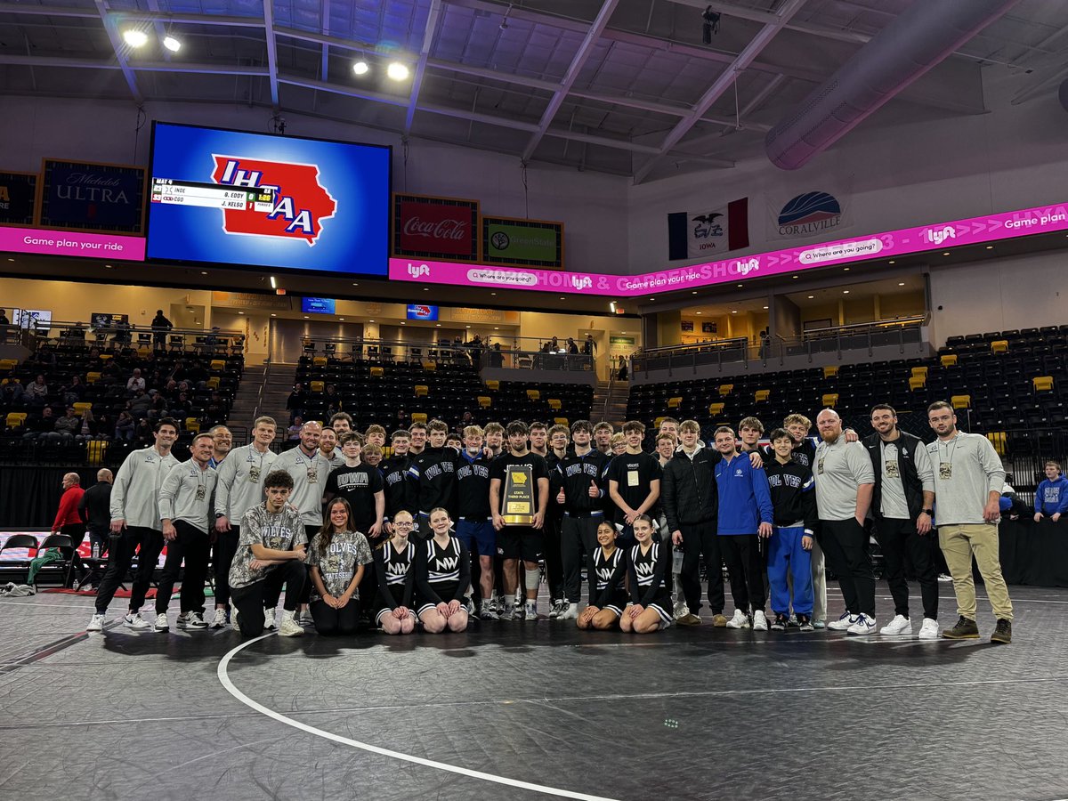 Congratulations to <a href="/WrestlingNWHS/">Waukee Northwest Wrestling</a> 
Your 3rd place finisher in the Class 3A State Dual Tournament. Go Wolves! Next up,districts for the IHSAA traditional tournament.