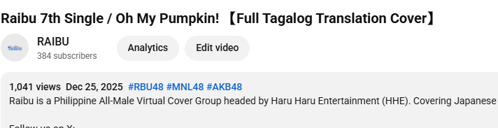 We've hit 1k Views for our Oh My Pumpkin Cover!   

Surprise will be dropped soon.  

 Thank you sa inyong mga suporta!   

#Raibu 
#MNL48