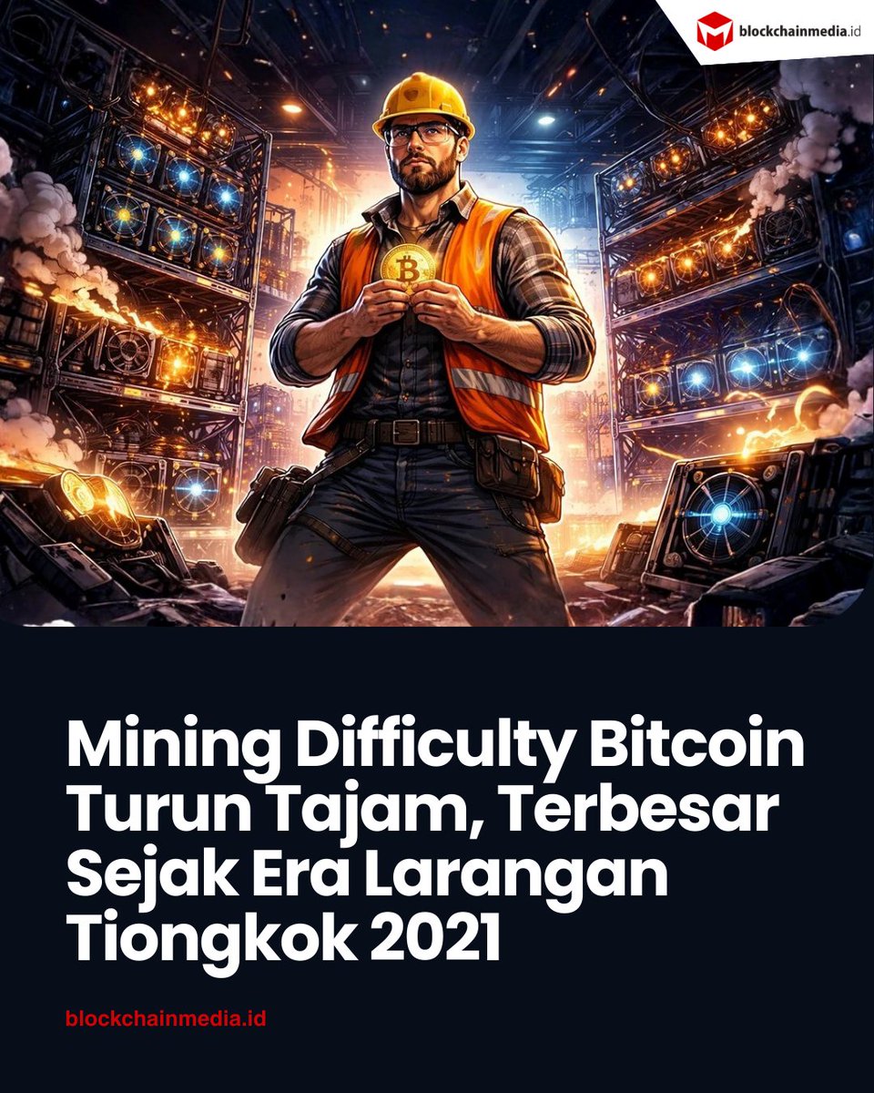 Vingika's tweet photo. Penurunan mining difficulty Bitcoin terbesar sejak 2021 mencerminkan tekanan miner global, turunnya hashrate dan margin usaha.

BACA SELENGKAPNYA: https://t.co/ZREJboS9gv

#bitcoin #BTC #MiningDifficulty #crypto #cryptonews #asetkripto #beritakripto https://t.co/UNJBUT9BRp