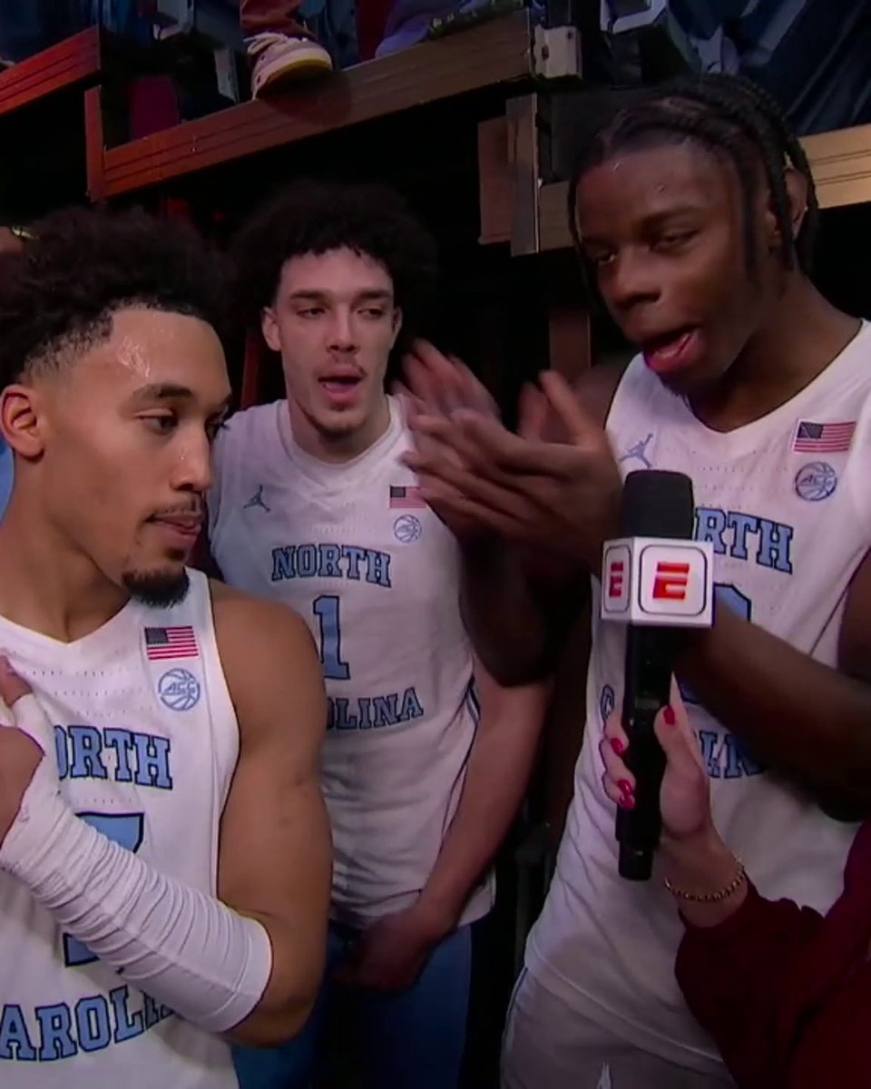"We gotta give them that belt." 😂 

Caleb Wilson after UNC's game-winner against Duke 😅 https:/...