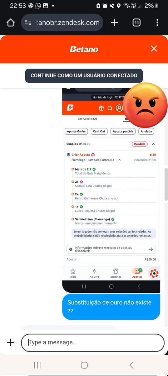 Neguebachp1's tweet photo. Não apostem mais essa plataforma é um fraude @Betano_BR você são uma vergonha , a substituição de ouro teria que contar como dito na plataforma 😡😡😡😡😡 https://t.co/AzLpbq6AMz