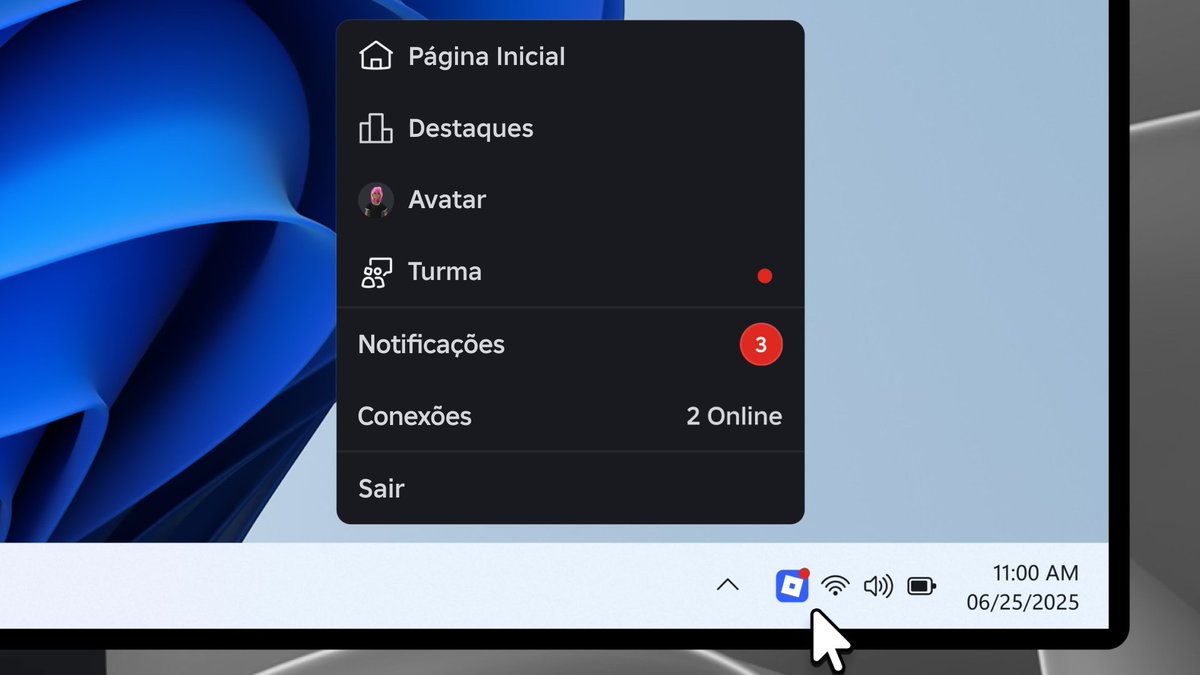 A Roblox agora poderá rodar sem precisar estar aberto no seu computador! 

Essa configuração pode ser desativada caso não queira.
você pode acessar algumas páginas com mais facilidade e receber notificações! 🔔