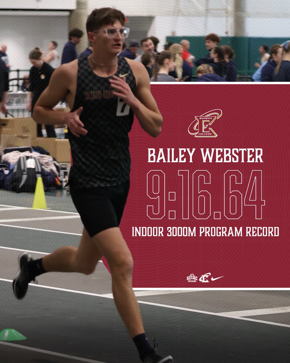 EurekaRedDevils's tweet image. Another one!

Bailey Webster breaks the indoor 3000m school record with a time of 9:16.64.

Two records today. Four in two weeks.