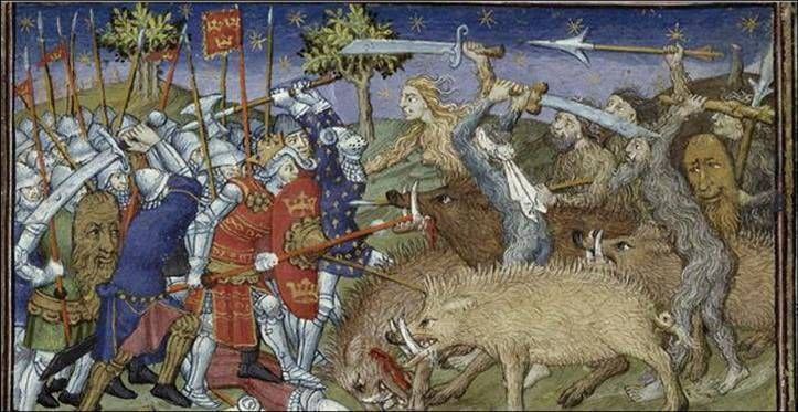 nmhistoire's tweet photo. Alexandre "Le Grand" combattant contre les Wodewoses (hommes des bois) dans : Le livre et la vraye hystoire du bon roy Alixandre Paris 1420-1425

#AlexandreleGrand #AlexanderTheGreat #wodewose #illuminatedmanuscript #enluminure #medievalart #Paris1420 #HistoryMyths #moyenage #wildman