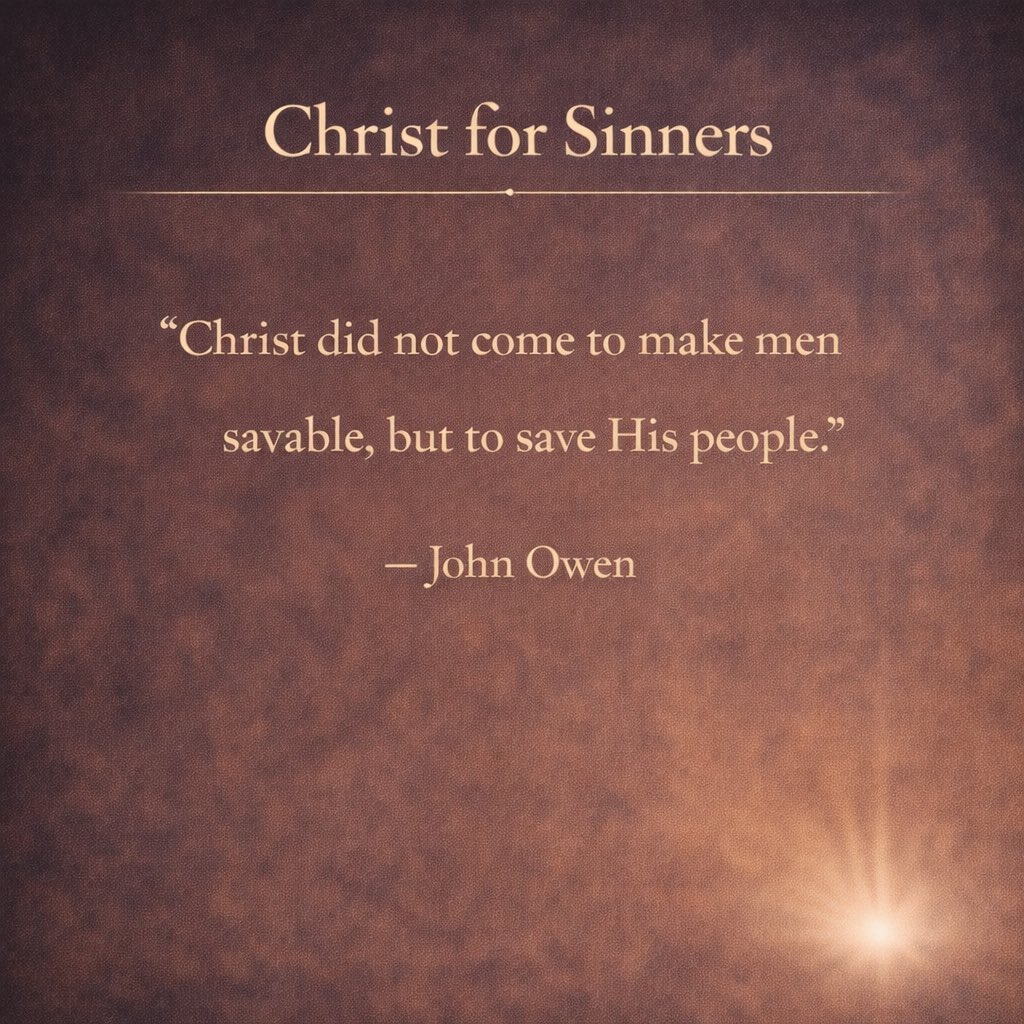 _TeachingBridge's tweet image. Christ for Sinners

“Christ did not come to make men savable,
but to save His people.”
John Owen

Owen refuses a hypothetical gospel.
Christ’s mission was not to create possibility but to accomplish salvation.

Here the difference is decisive: salvation is not suspended on human…