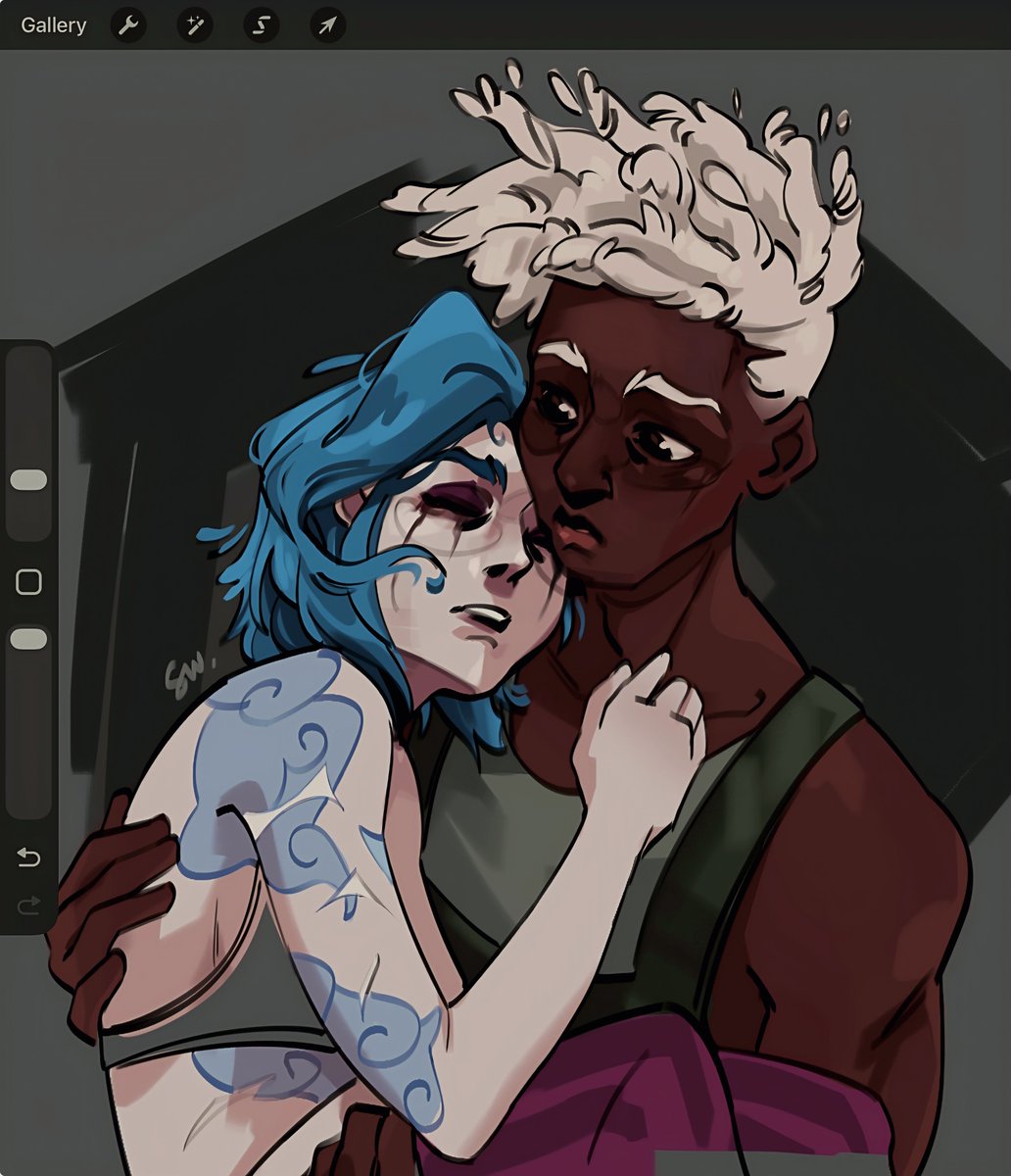 I have been reunited with my tablet so here's warm-up hurt/comfort timebomb doodle🥲