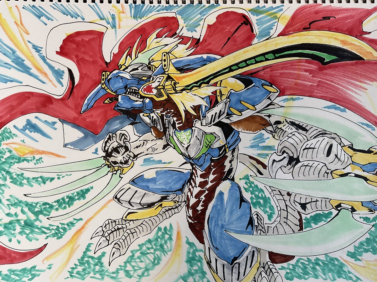 アナログで《蒼き団長 ドギラゴン剣》落書き