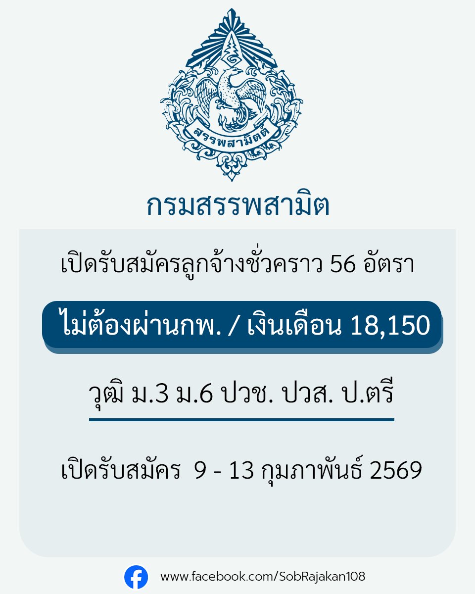 กรมสรรพสามิต เปิดรับสมัครลูกจ้างชั่วคราว 56 อัตรา ม.3 ม.6 ปวช. ปวส. ป.ตรี 
รายละเอียด job4k.com/postdeb-id282/