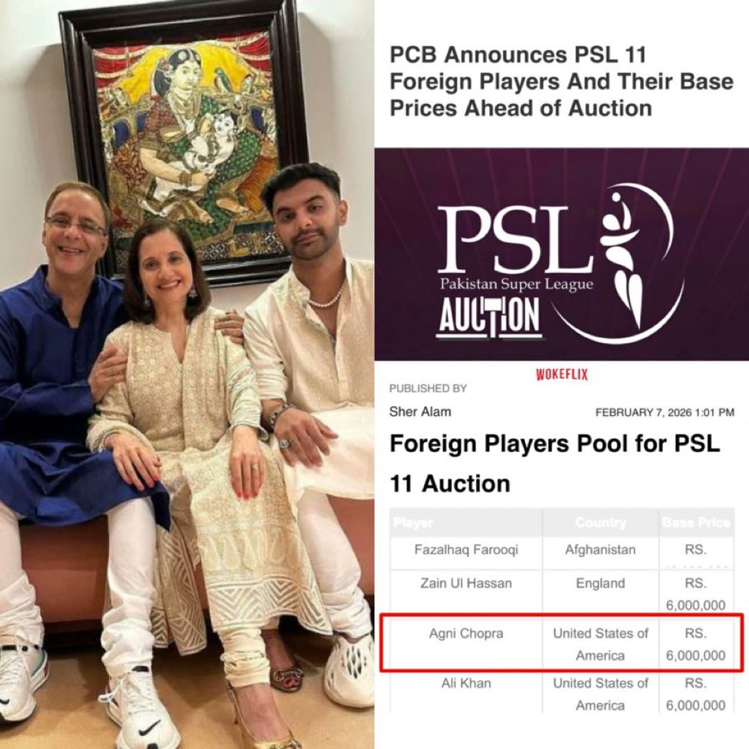 Anupama Chopra's son Agni Dev Chopra registers for PSL 2026 as a US citizen.

Wah Wah Wah! 

Remember she rated Dhurandhar Third Class?!