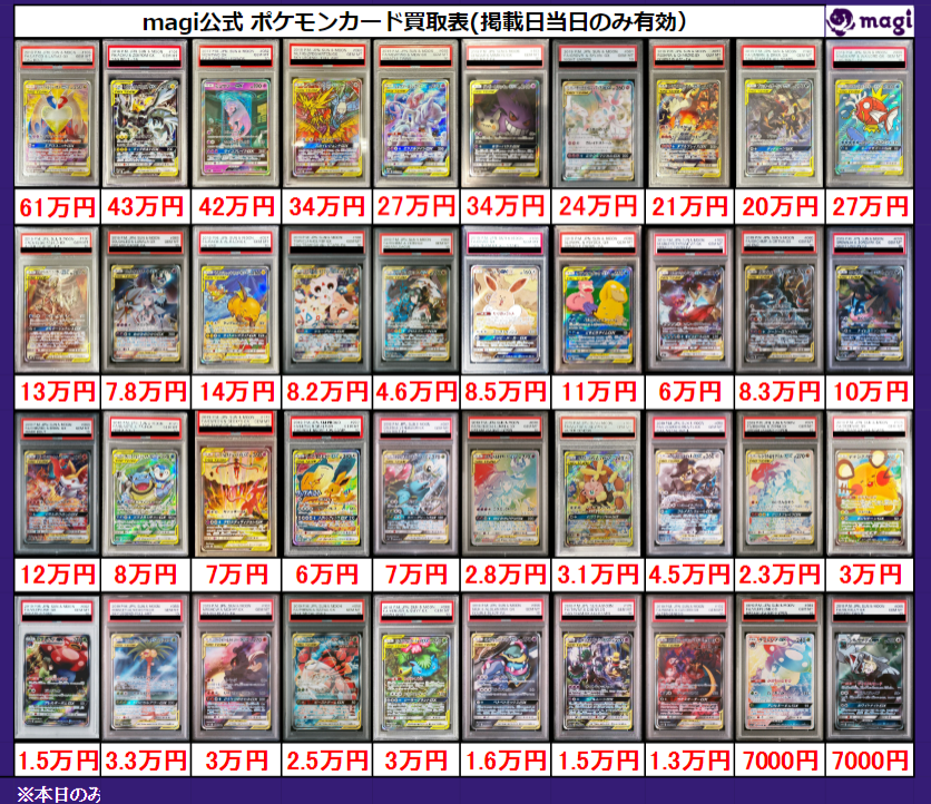 ✨magi ポケカ 買取情報✨】 ポケモン GX 等PSA10🔥 買取表更新いたし