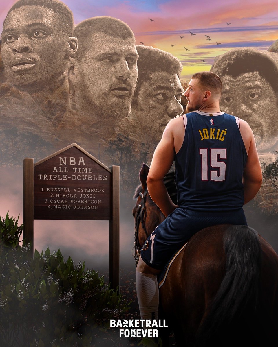 Nikola Jokic has SURPASSED Oscar Robertson for 2nd ALL-TIME in triple-doubles‼️

Jokic is coming for Russ’ record 🍿