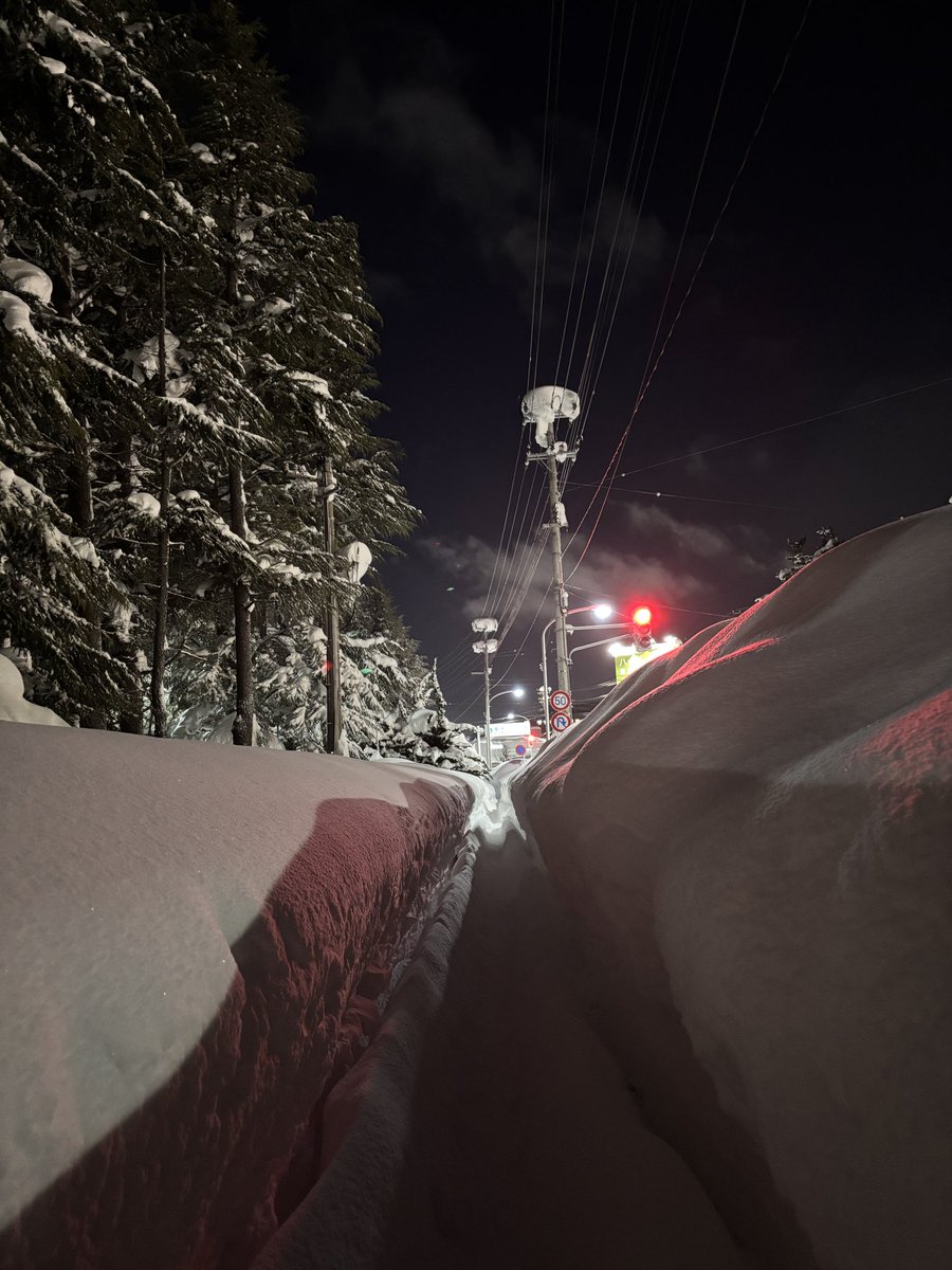 changennnet's tweet photo. ニュース見たらトロント雪降ってんだな〜☃️と思ったが、いま最大積雪183cmのとこに住んでるんだった🤣
退勤後にこの細い道を歩いて帰れとかなんの修行なん https://t.co/R91YZt6rz1
