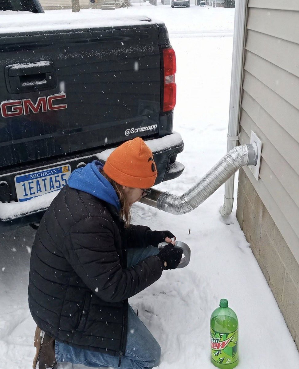 Using my truck to heat my house, follow me for more lifehacks tips and tricks.