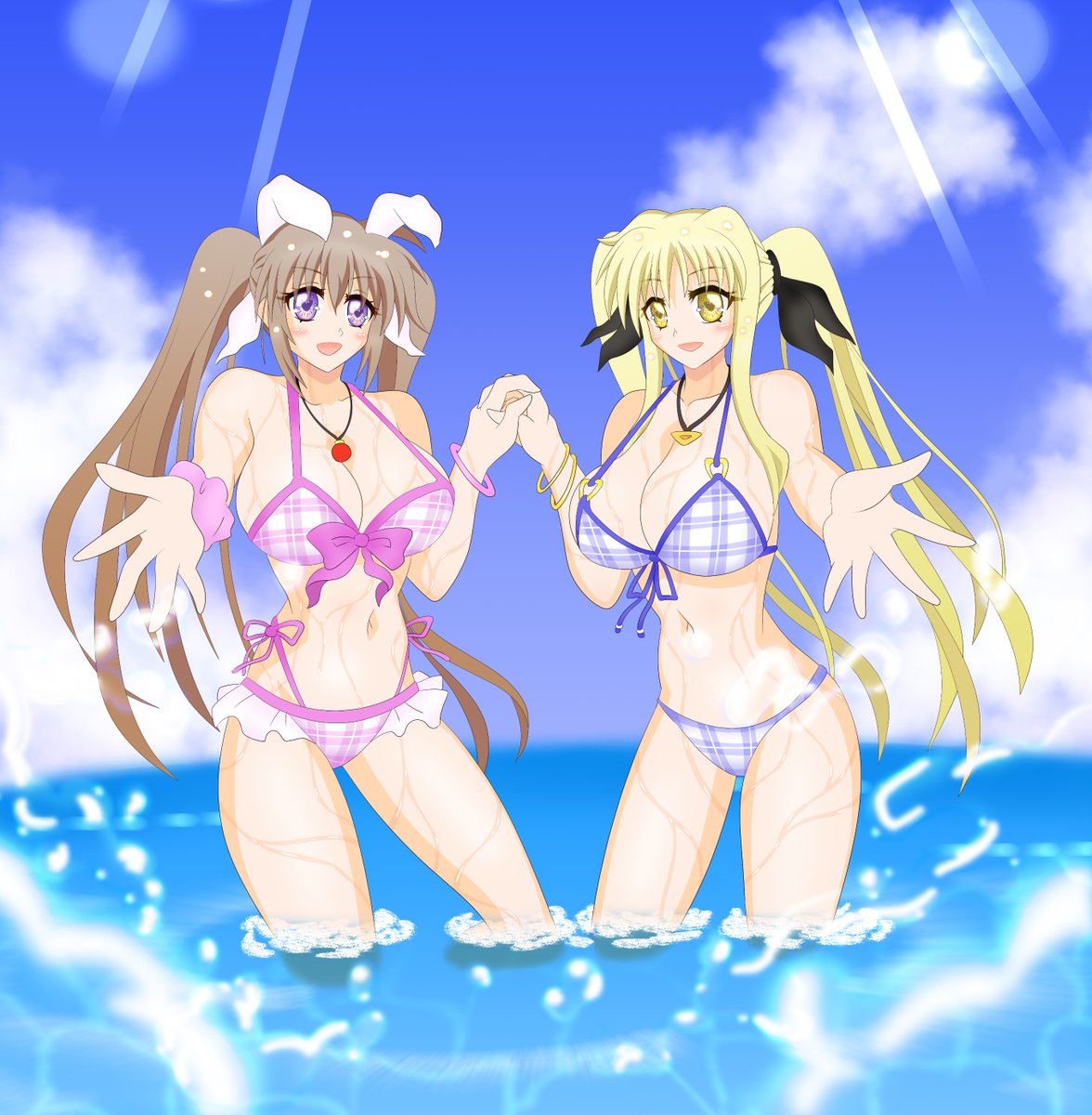 arondight_nya's tweet image. #なのはガンブレ
#リリカルなのは

真夏のなのは＆フェイトだよー
　　↓　劇場版の小説もよろしくね

魔法少女リリカルなのは Detonation 小説版 | 飛知和美里 #pixiv pixiv.net/novel/series/1…