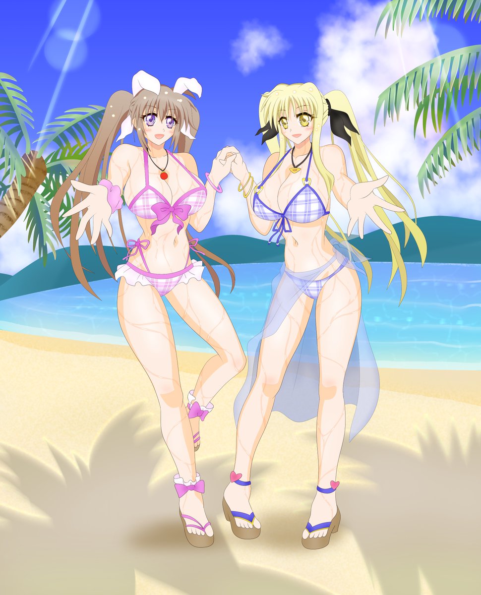 arondight_nya's tweet image. #なのはガンブレ
#リリカルなのは

真夏のなのは＆フェイトだよー
　　↓　劇場版の小説もよろしくね

魔法少女リリカルなのは Detonation 小説版 | 飛知和美里 #pixiv pixiv.net/novel/series/1…