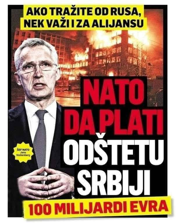 istinajzer's tweet photo. NATO has to pay the reparation for bombing Serbia 1999!  #NATOAggression1999 #NATOCrimes https://t.co/YGryUPg7Oh