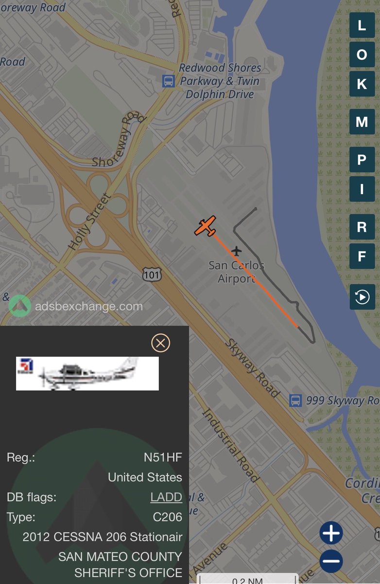 San Mateo County Sheriff’s Office fixed wing air unit taking off from SQL.