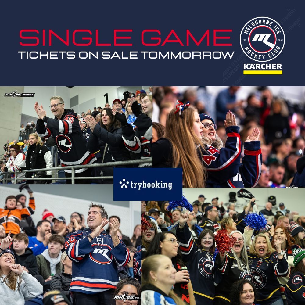 With fewer than 70 sleeps to go until the start of the AIHL season, Melbourne Ice is thrilled to announce that single-game tickets go on sale via TryBooking tomorrow — Monday 9 February at 9:00am.