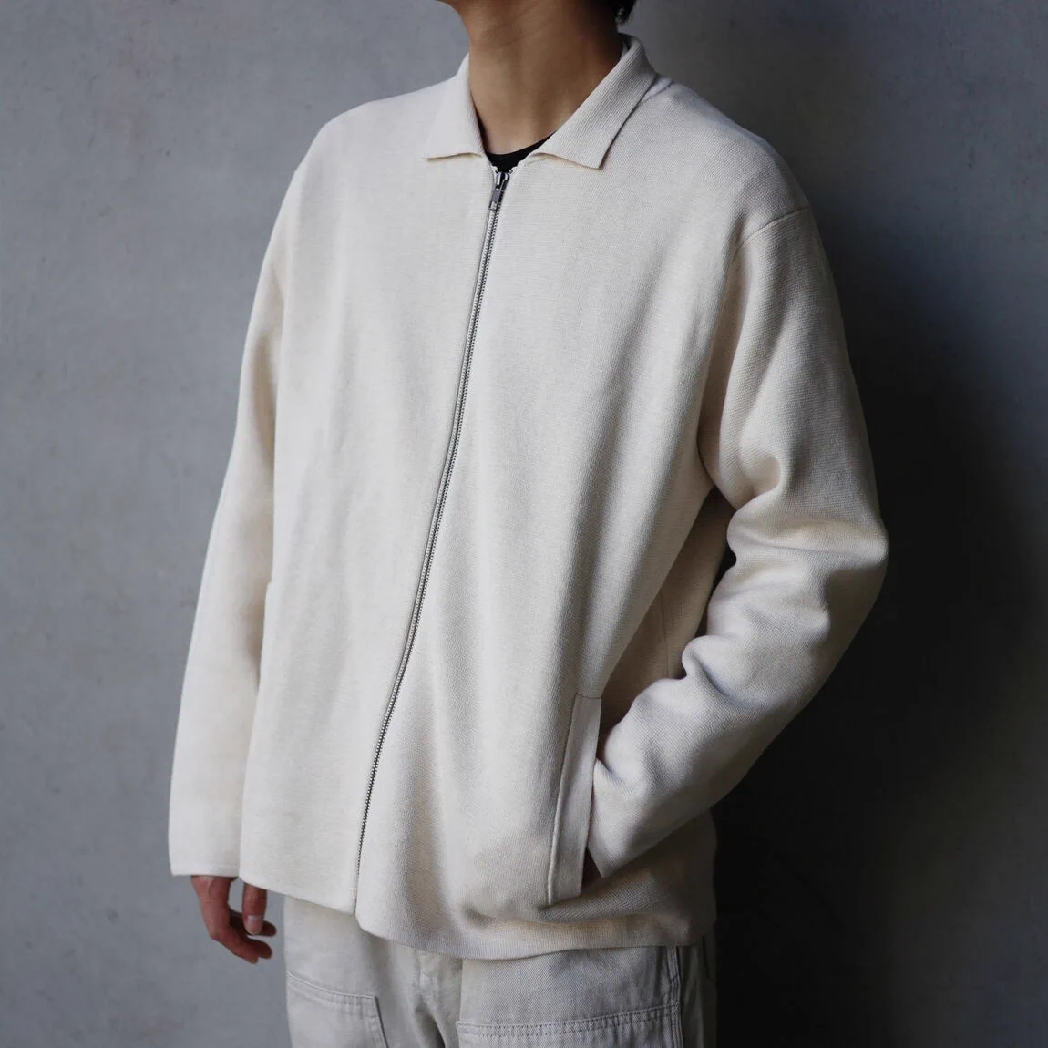 MUJI Laboコットンミラノリブ襟付きジップカーディガン　XL 無印良品 on X: 