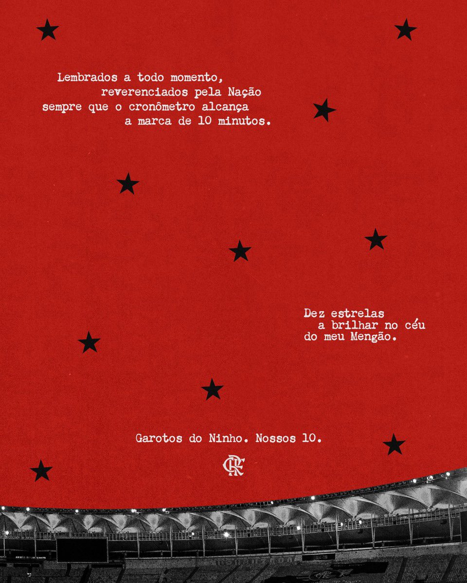 ⭐⭐⭐⭐⭐⭐⭐⭐⭐⭐

O Flamengo vai jogar pra sempre por vocês.

Nossos 10.