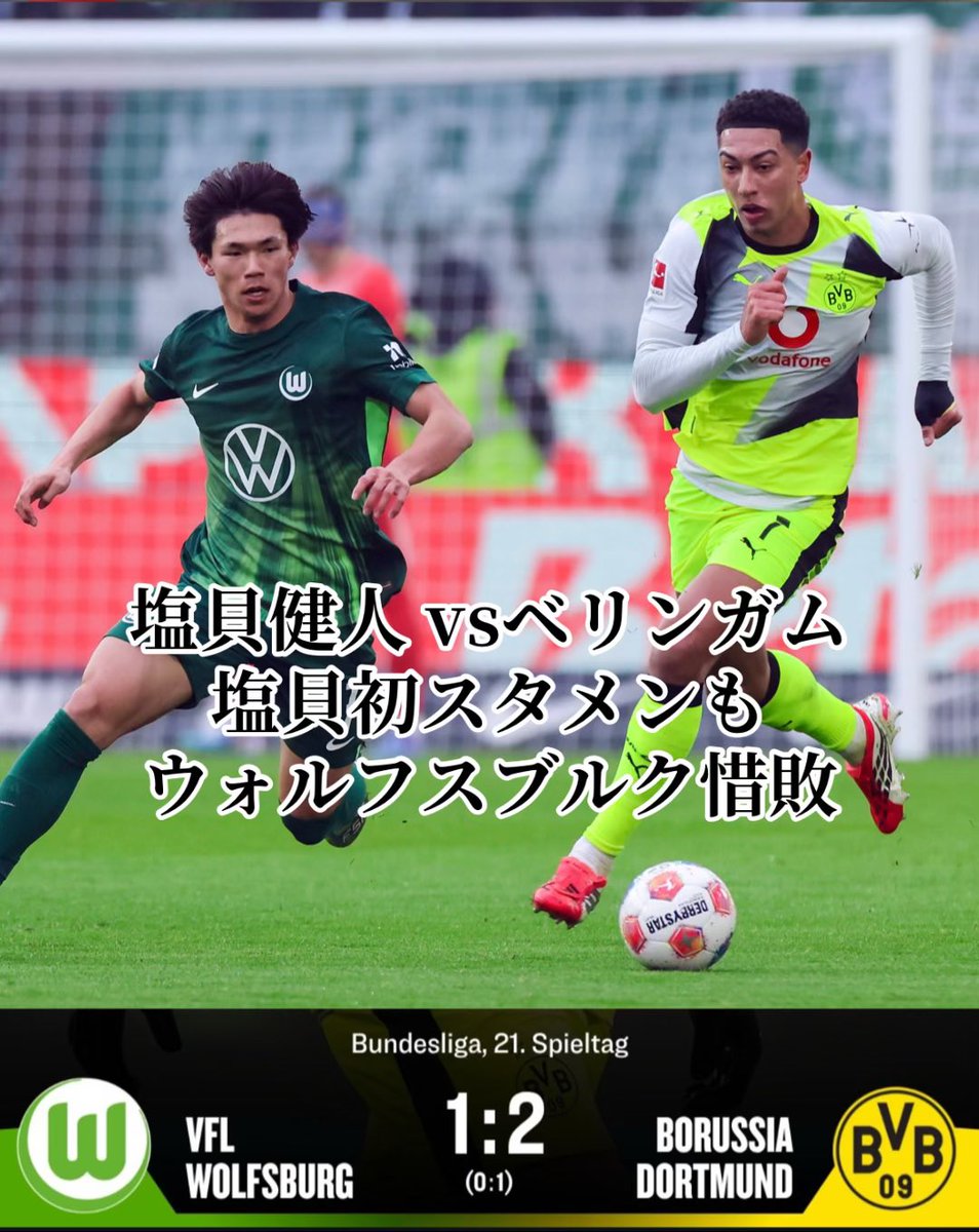 russian_yi's tweet photo. 塩貝健人 vsベリンガム
塩貝初スタメンも
ウォルフスブルク惜敗
#WOBBVB
#塩貝健人
#ウォルフスブルク
#bvb09
@BVB
@VfL_Wolfsburg https://t.co/kdLHWWcX9Y