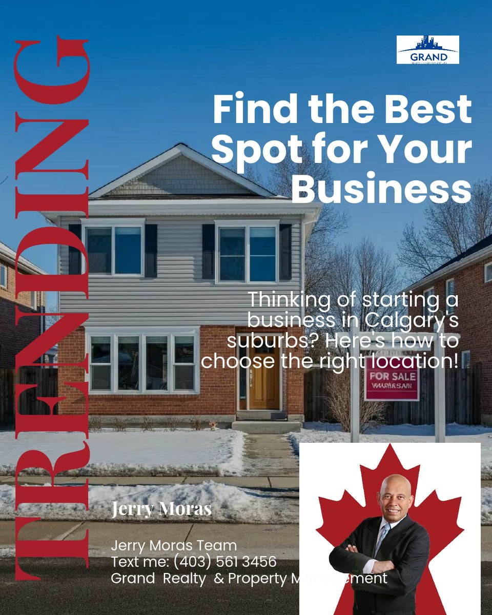 MorasRealty's tweet photo. Looking to set up a business in Calgary's suburbs? 🏢 Start by pinpointing the perfect spot: Consider foot traffic, accessibility, and growth potential. Know your family's needs and future aspirations. Ready for commercial success? Let’s chat! #CalgaryBusinessSpot https://t.co/PVWGA3zjbx