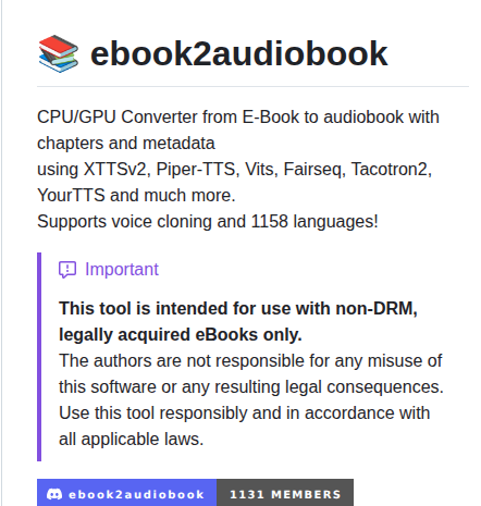 tom_doerr's tweet photo. Converts ebooks to audiobooks with voice cloning

https://t.co/pvX2VJENxo https://t.co/IPiRVtXSqp