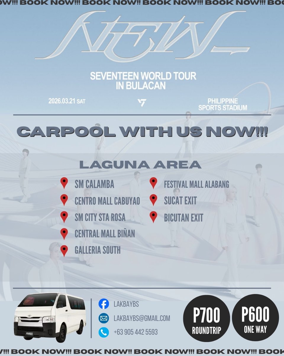 rawgzn's tweet photo. CARATs, sabay-sabay na tayo! 💎
Heading to the SEVENTEEN concert at Philippine Arena?

📲 Secure your slots now via Lakbaybs on Facebook!

Check out our page for proof of our recent and successful carpool services for BLACKPINK’s Deadline Concert. 😊✨ https://t.co/kOnh5EAHuG