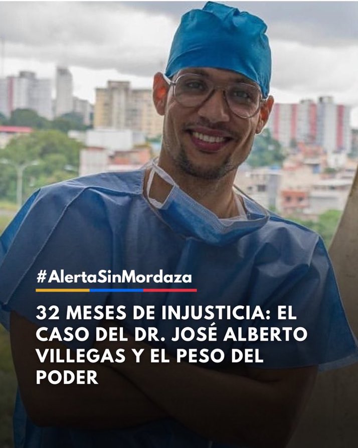 MarioChavez_VE's tweet photo. 🚨 #AlertaSinMordaza | 32 MESES DETENIDO. El Dr. José Alberto Villegas cumple casi 3 años preso injustamente tras atender al hijo de Elvis Amoroso. 41 diferimientos, celdas de 2x1 y negación de salud. ¡Exigimos LIBERTAD PLENA! 🕊️ #JusticiaParaElDrVillegas https://t.co/Q5urI9MB5N