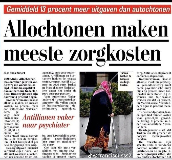 Uit ervaring weet ik dat het ziekteverzuim onder allochtonen vele malen  hoger ligt dan dat van autochtonen. En vaak gaat het om kleine klachtjes zoals hoofdpijn of misselijkheid. Toch las ik er nooit wat over. Eindelijk staat het nu zwart op wit in de krant.
#wnlopzondag