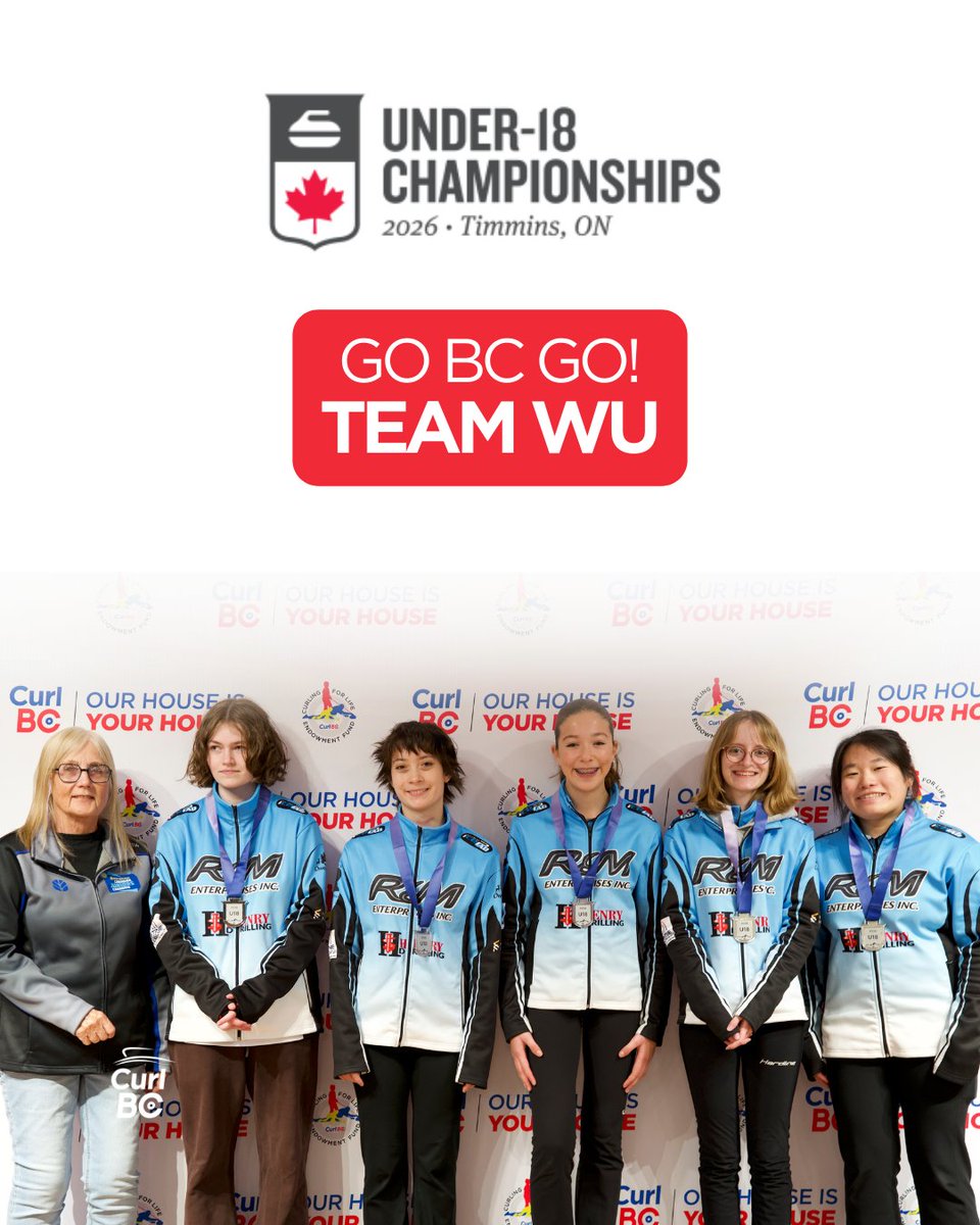 CurlBC's tweet image. 🥌💙 U18 Nationals start tomorrow!

🔥 Team Rempel
🔥 Team Reynolds
🔥 Team Wu

Follow their schedules and live scores 👉 curling.ca/2026u18/

Let’s show them the BC support! 💪💙
#GoBCGo