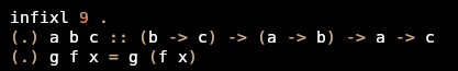 morlocproject's tweet photo. Releasing #morloc v0.60.0! This release introduces custom binary operator support. The root libraries have been rewritten to offer standard arithmetic, logical, and comparison binary operators. The composition operator (see image) is now defined in #morloc code, not hard wired. https://t.co/WcD6ytoFql