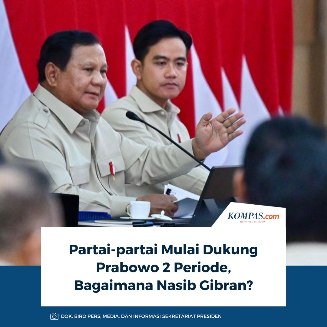 kompascom's tweet image. Dukungan terhadap Presiden Prabowo Subianto untuk kembali maju pada Pemilihan Presiden (Pilpres) 2029 atau menjabat dua periode mulai menguat.

Baca di sini: nasional.kompas.com/read/2026/02/0…

~AA #Prabowo #Gibran #Pilpres