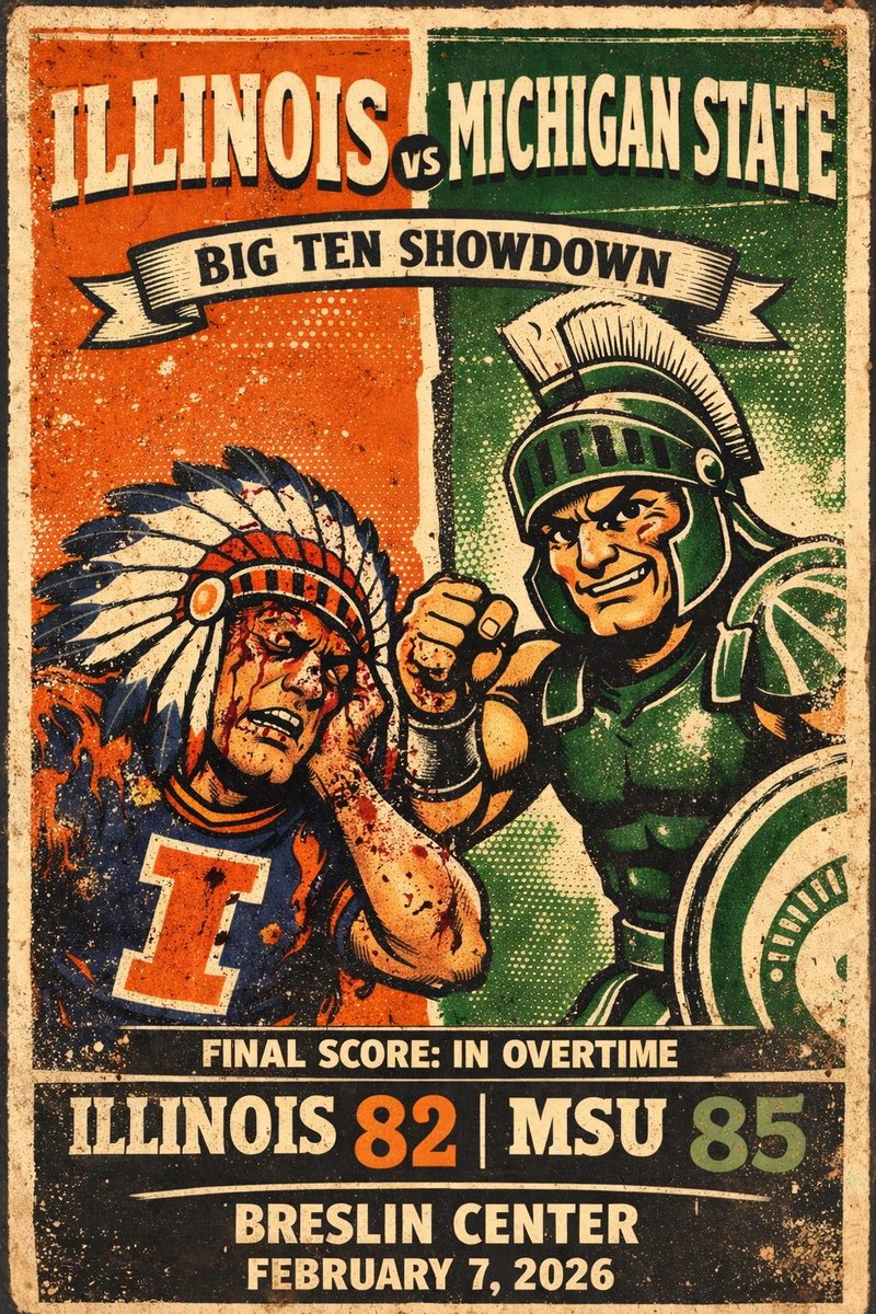 DailyUofM98's tweet photo. Wild game on prime time hoops as MSU takes down Illinois in Over time. MSU bounced back after two losses and Illinois stumbles into 2nd place in the big ten. The Big ten really is wide open and you cannot slip up! https://t.co/MeLNF7NoST
