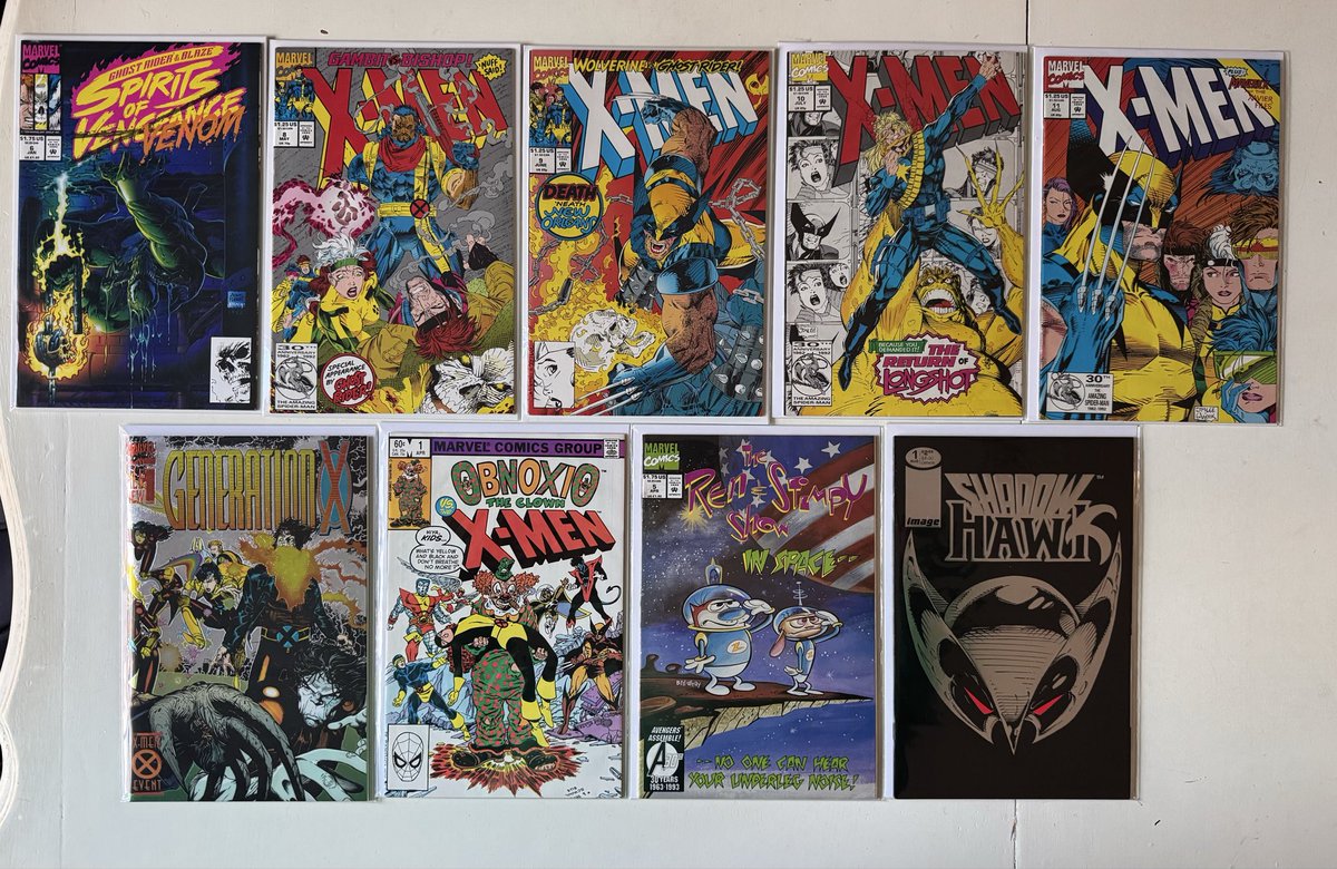 Daily_Cable's tweet image. Some of today’s pickups. Paid $40 for the Longshot series and $1 each for most of the others. Also bought several Classic X-Men. 
 #marvel #marvelcomics #art #comics #90scomics #90smarvel #90sxmen #comicart #xmen #xforce #mutants #90s #venom #genx #shadowhawk #80s #80scomics